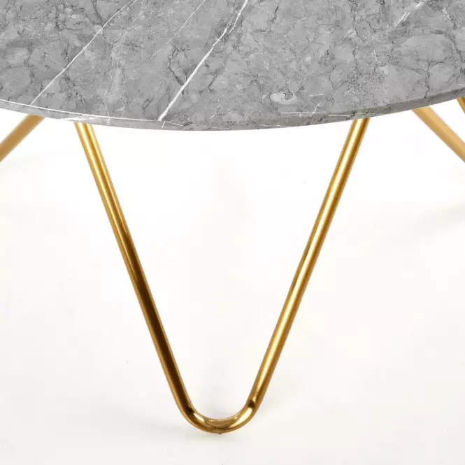 Stôl Bonello 120 Mdf/Oceľ – Popolavý/Zlatá