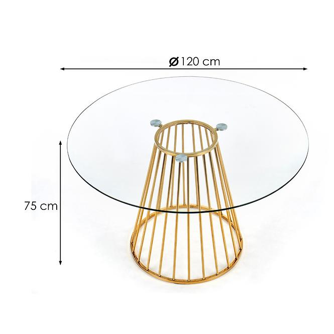 Stôl Liverpool 120 Sklo/Oceľ – Transparentný/Zlatá