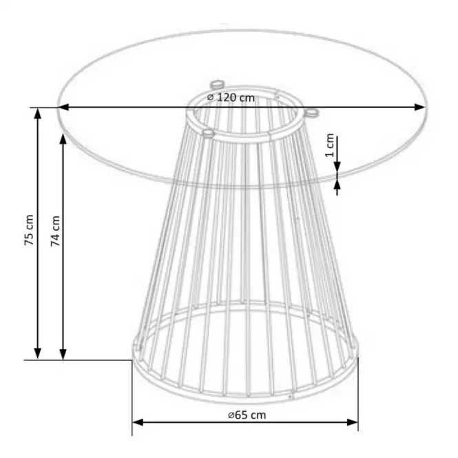 Stôl Liverpool 120 Sklo/Oceľ – Transparentný/Zlatá