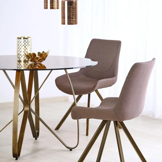 Stôl Lungo 120 Sklo/Oceľ – Hnedá/Zlatá,7