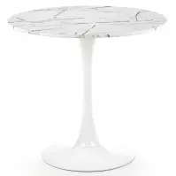 Stôl Denver 80 Mdf/Oceľ – Biely Marmur/Biely