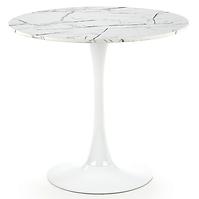 Stôl Denver 80 Mdf/Oceľ – Biely Marmur/Biely