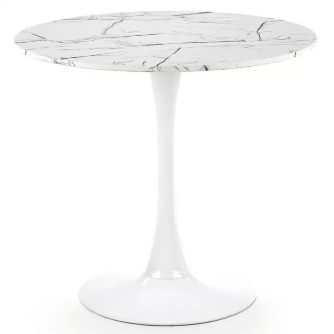 Stôl Denver 80 Mdf/Oceľ – Biely Marmur/Biely
