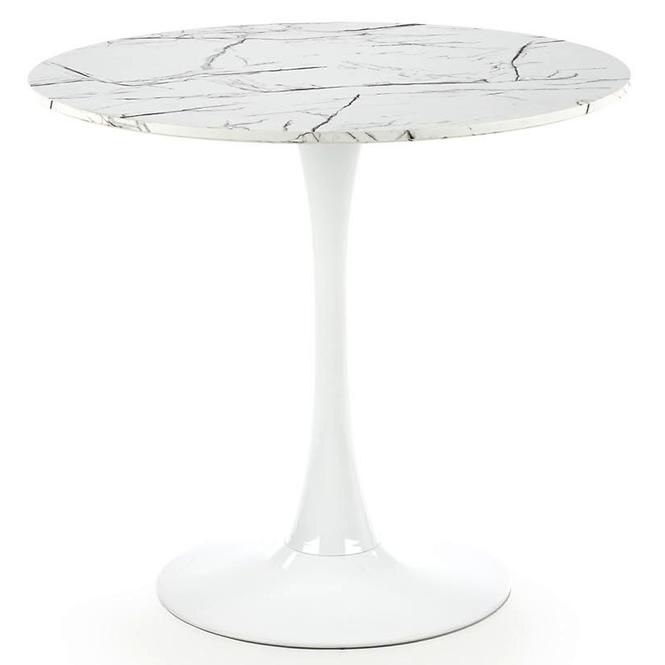 Stôl Denver 80 Mdf/Oceľ – Biely Marmur/Biely