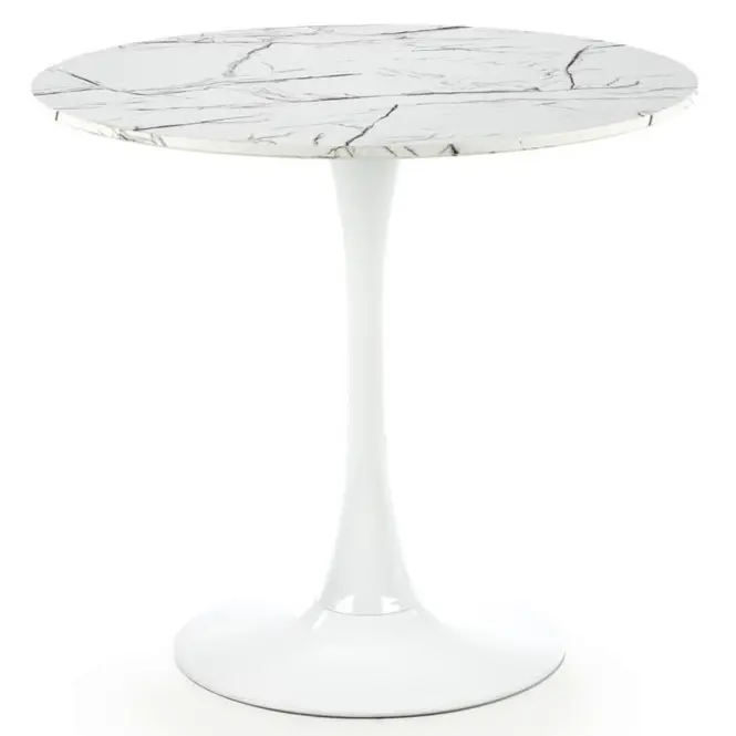 Stôl Denver 80 Mdf/Oceľ – Biely Marmur/Biely