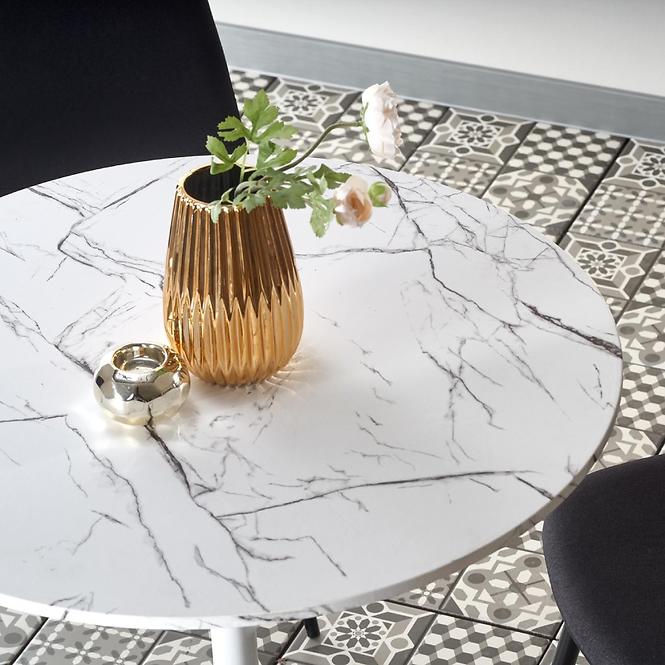 Stôl Denver 80 Mdf/Oceľ – Biely Marmur/Biely