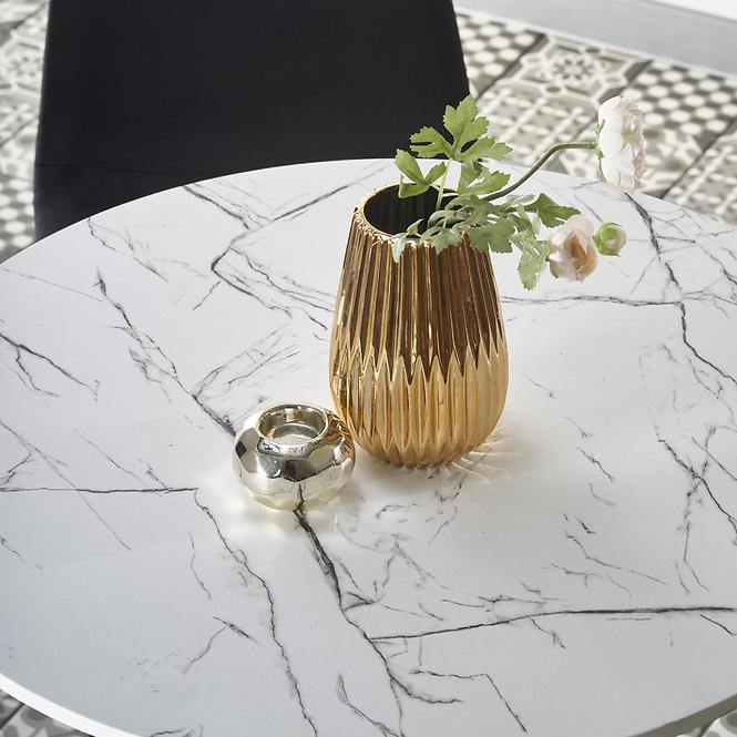 Stôl Denver 80 Mdf/Oceľ – Biely Marmur/Biely