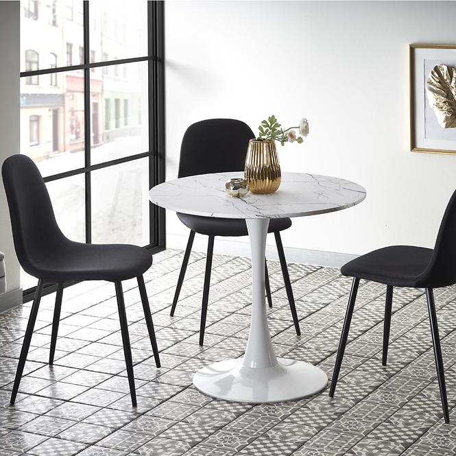 Stôl Denver 80 Mdf/Oceľ – Biely Marmur/Biely,12