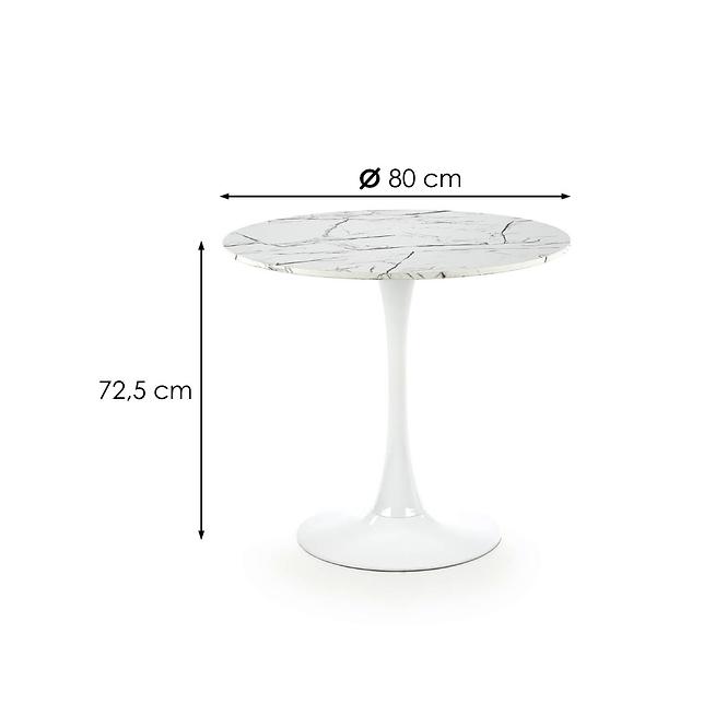 Stôl Denver 80 Mdf/Oceľ – Biely Marmur/Biely