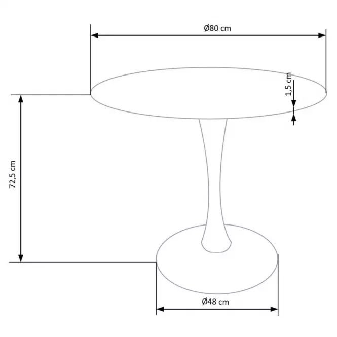 Stôl Denver 80 Mdf/Oceľ – Biely Marmur/Biely