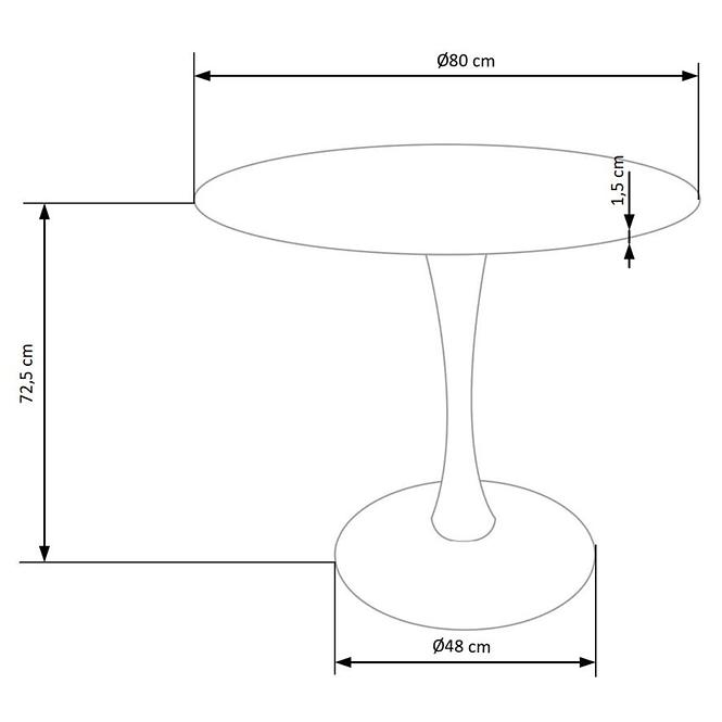 Stôl Denver 80 Mdf/Oceľ – Biely Marmur/Biely