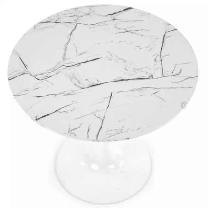 Stôl Denver 80 Mdf/Oceľ – Biely Marmur/Biely