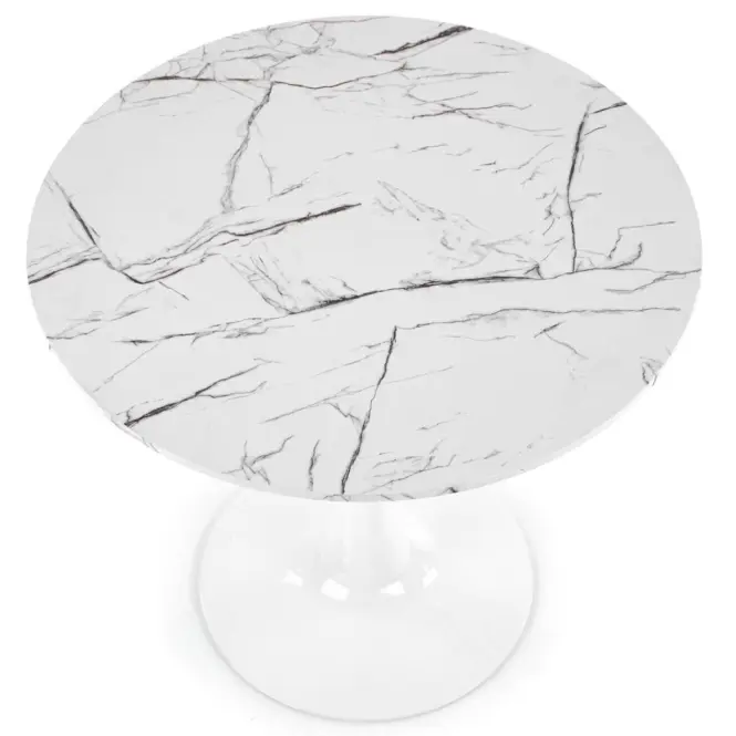 Stôl Denver 80 Mdf/Oceľ – Biely Marmur/Biely,4