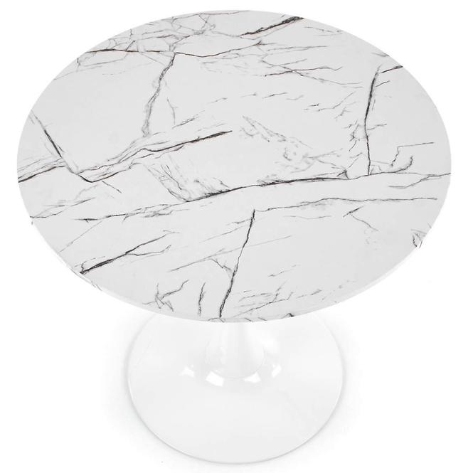 Stôl Denver 80 Mdf/Oceľ – Biely Marmur/Biely,4