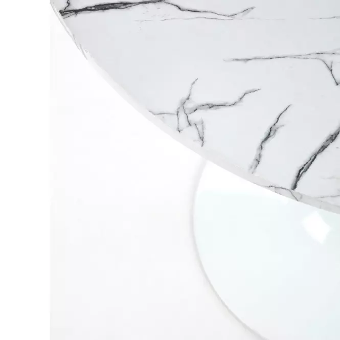 Stôl Denver 80 Mdf/Oceľ – Biely Marmur/Biely