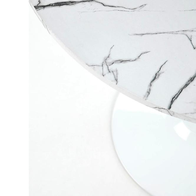 Stôl Denver 80 Mdf/Oceľ – Biely Marmur/Biely