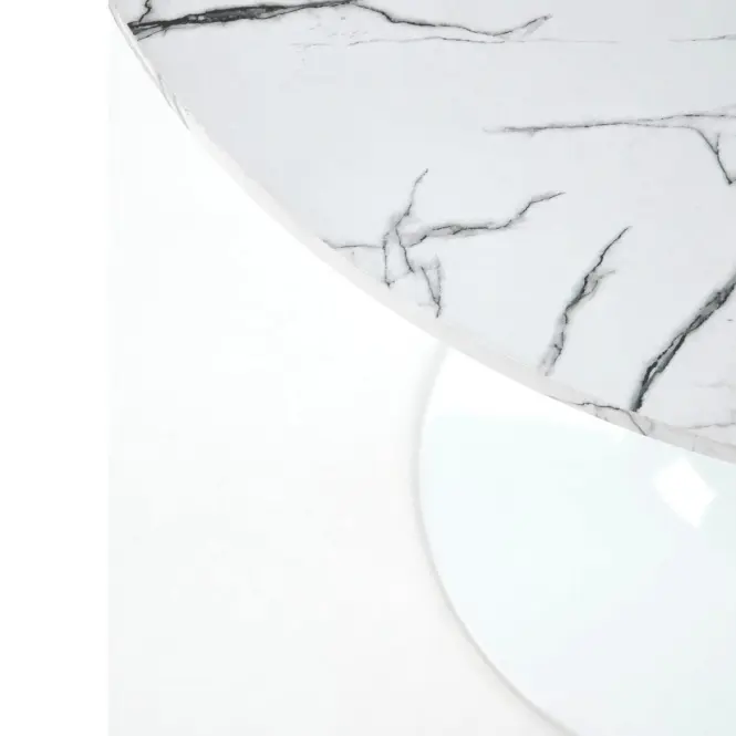 Stôl Denver 80 Mdf/Oceľ – Biely Marmur/Biely,6