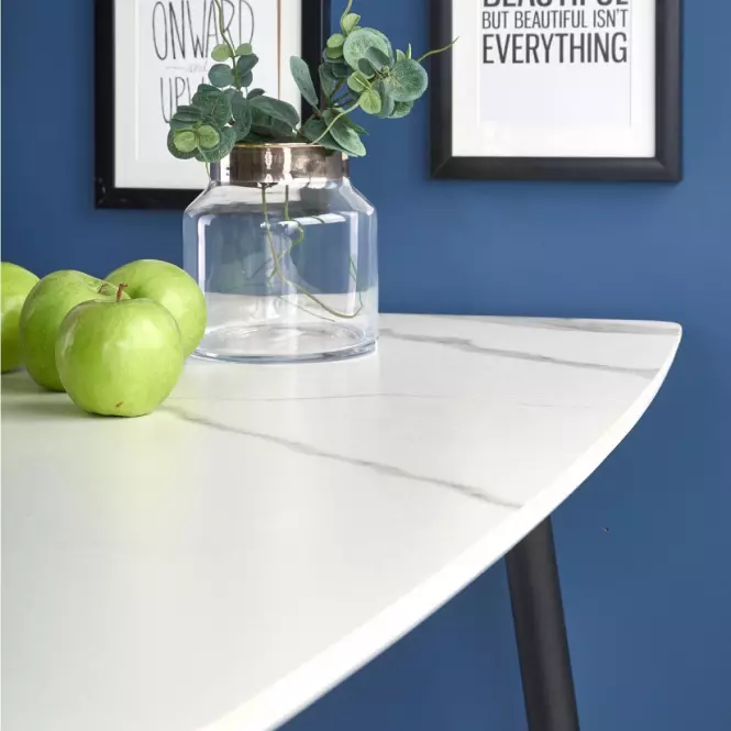 Stôl Marco 120x70 Sklo/Mdf/Oceľ – Biely/Čierna