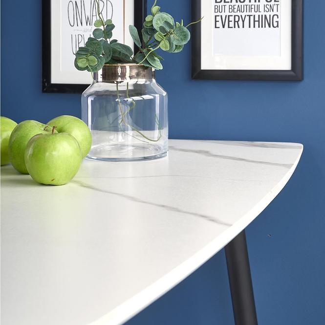 Stôl Marco 120x70 Sklo/Mdf/Oceľ – Biely/Čierna