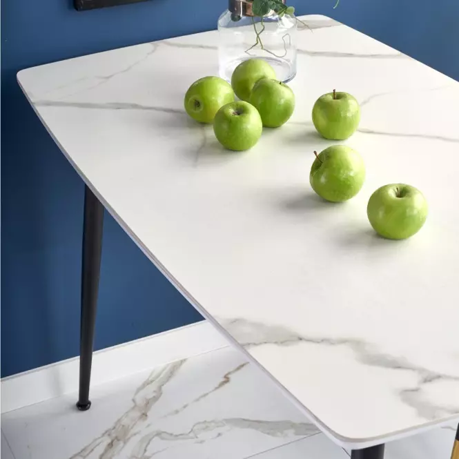 Stôl Marco 120x70 Sklo/Mdf/Oceľ – Biely/Čierna