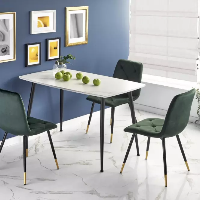 Stôl Marco 120x70 Sklo/Mdf/Oceľ – Biely/Čierna
