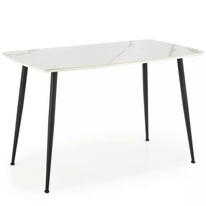Stôl Marco 120x70 Sklo/Mdf/Oceľ – Biely/Čierna