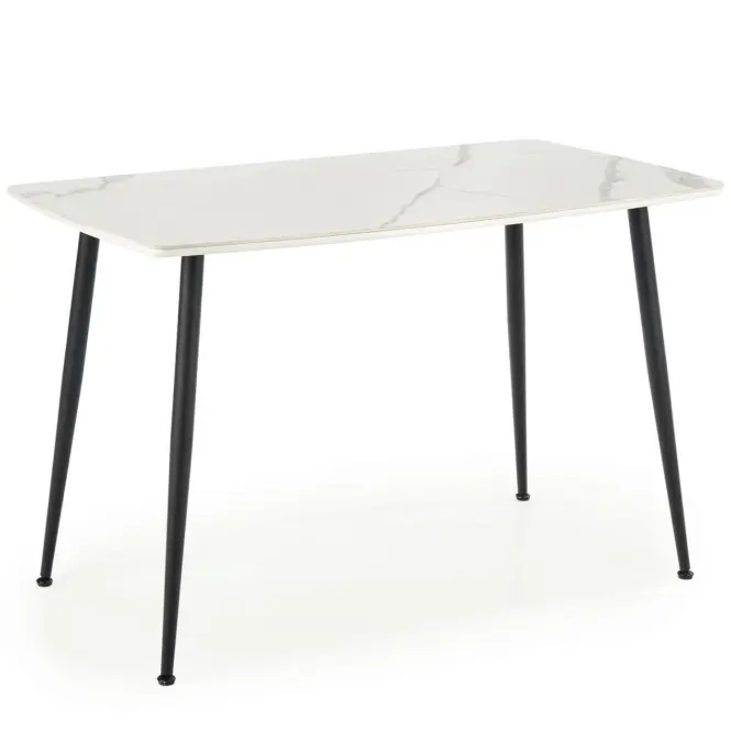 Stôl Marco 120x70 Sklo/Mdf/Oceľ – Biely/Čierna,2