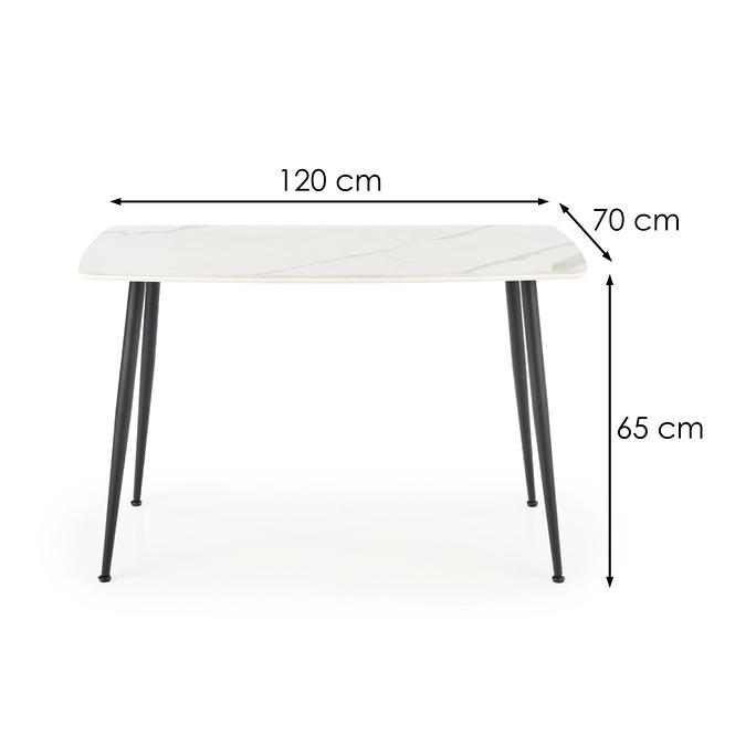 Stôl Marco 120x70 Sklo/Mdf/Oceľ – Biely/Čierna