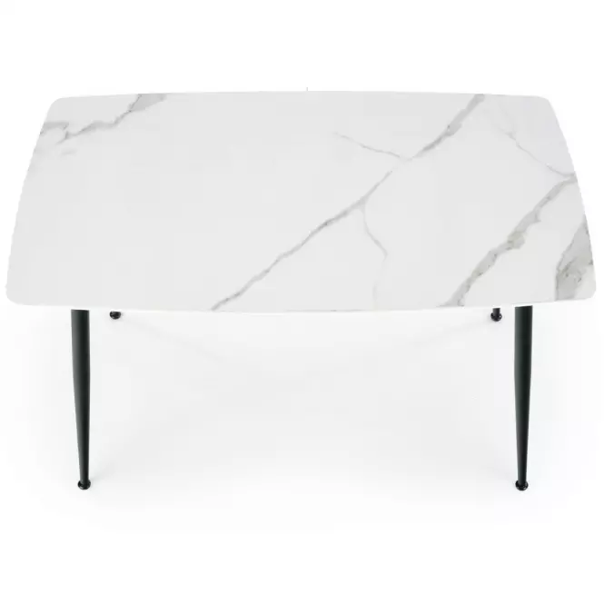 Stôl Marco 120x70 Sklo/Mdf/Oceľ – Biely/Čierna