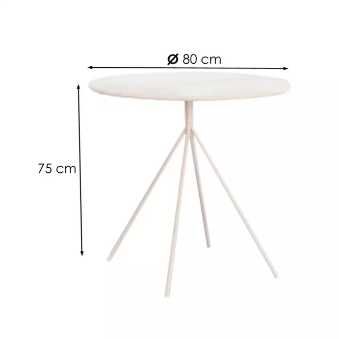 Stôl Fondi 80 Mdf/Oceľ – Biely Mat