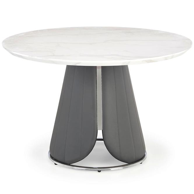 Stôl Remigio 120 Mdf/Oceľ/Eco Koža – Biely/Popolavý