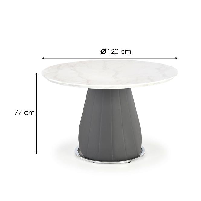 Stôl Remigio 120 Mdf/Oceľ/Eco Koža – Biely/Popolavý