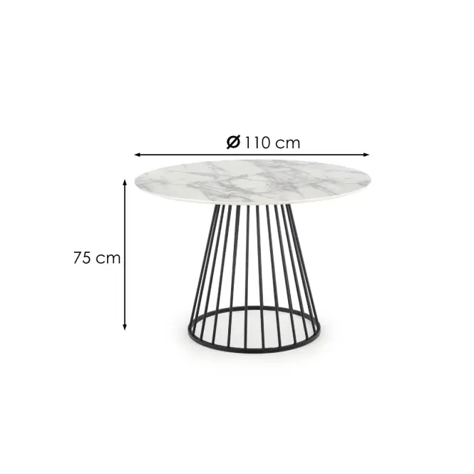 Stôl Brodway 110 Mdf/Oceľ – Biely/Čierna,2