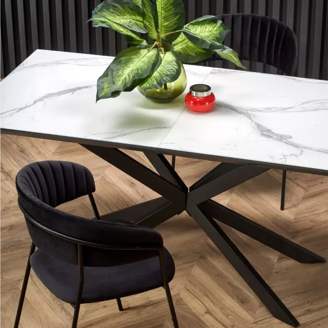 Rozkladací stôl Diesel 160/200x90cm Biely Marmur/Tmavé Popolavý/Čierna,12