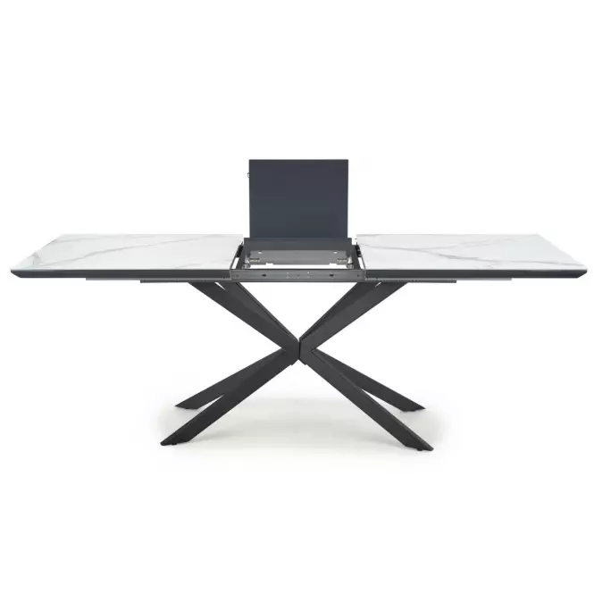 Rozkladací stôl Diesel 160/200x90cm Biely Marmur/Tmavé Popolavý/Čierna