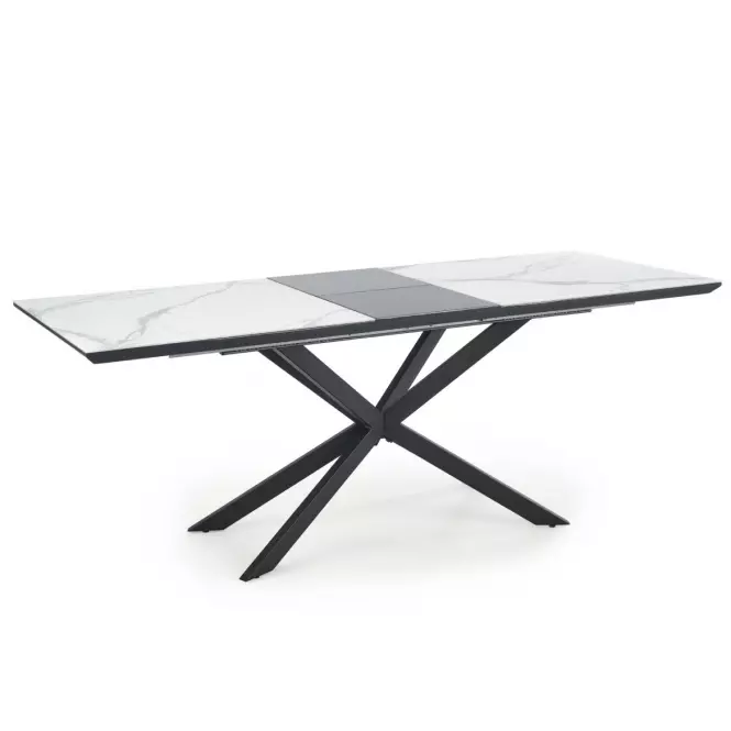 Rozkladací stôl Diesel 160/200x90cm Biely Marmur/Tmavé Popolavý/Čierna