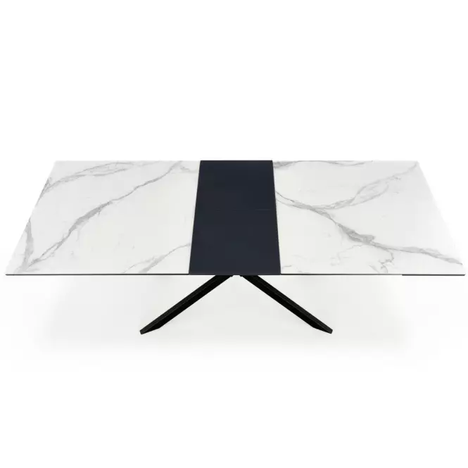 Rozkladací stôl Diesel 160/200x90cm Biely Marmur/Tmavé Popolavý/Čierna