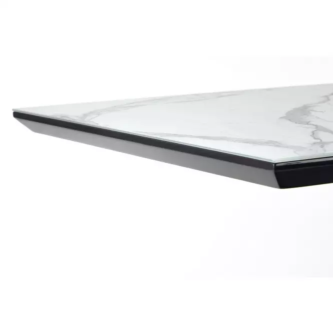 Rozkladací stôl Diesel 160/200x90cm Biely Marmur/Tmavé Popolavý/Čierna
