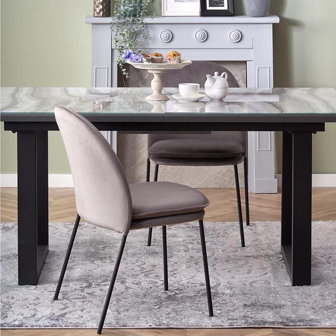Rozkladací stôl Marley 160/200x90cm Biely Marmur/Popolavý/Čierna