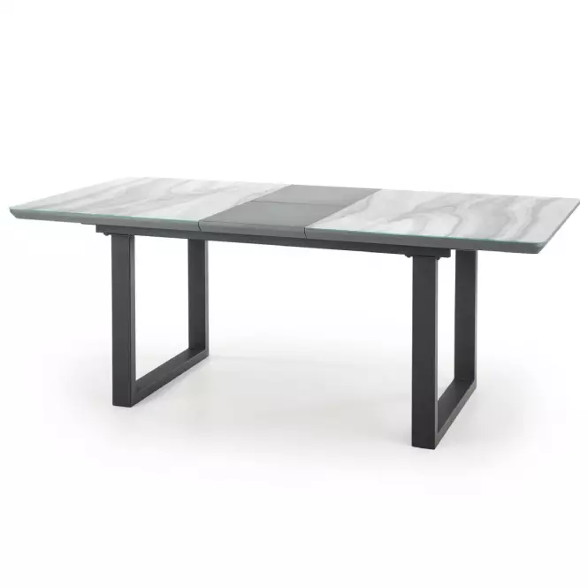 Rozkladací stôl Marley 160/200x90cm Biely Marmur/Popolavý/Čierna