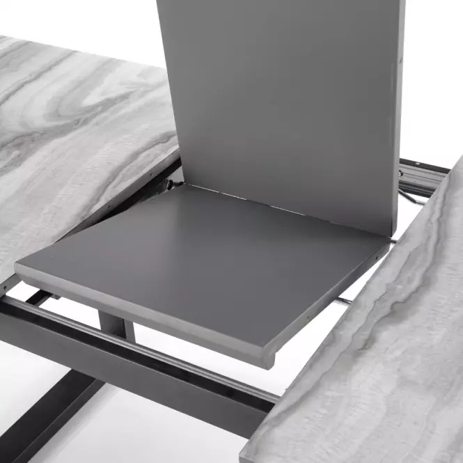 Rozkladací stôl Marley 160/200x90cm Biely Marmur/Popolavý/Čierna