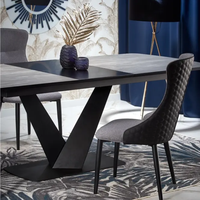 Rozkladací stôl Vinston 180/230x95cm Mdf/Oceľ – Tmavé Popolavý/Čierna,14