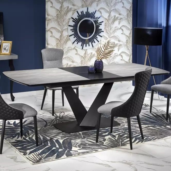 Rozkladací stôl Vinston 180/230x95cm Mdf/Oceľ – Tmavé Popolavý/Čierna