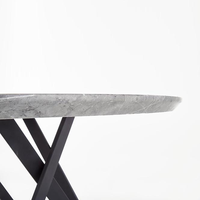 Stôl Gustimo 140 Mdf/Oceľ – Popolavý Marmur/Čierna