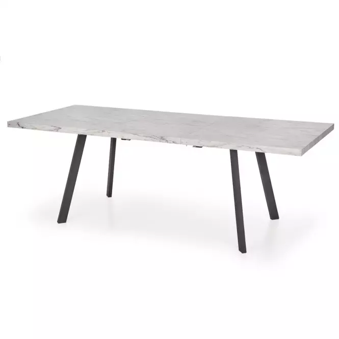 Rozkladací stôl Dallas 160/220x90cm Mdf/Oceľ – Biely Marmur/Čierna