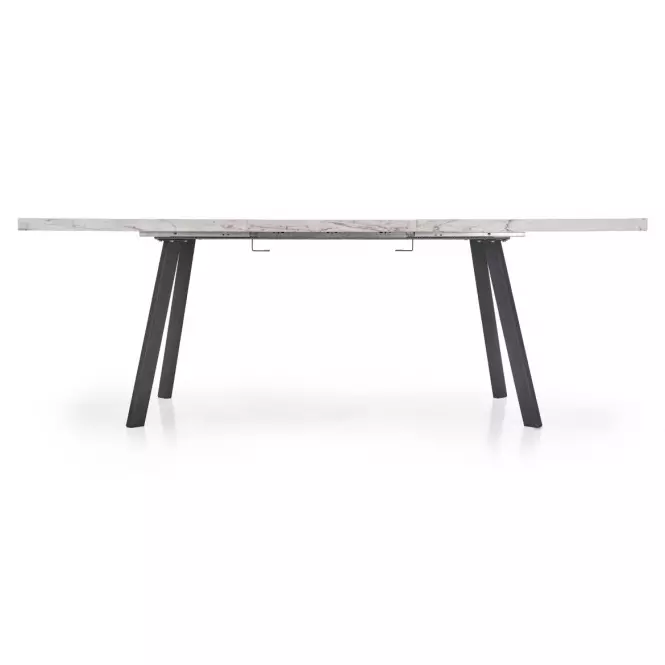 Rozkladací stôl Dallas 160/220x90cm Mdf/Oceľ – Biely Marmur/Čierna