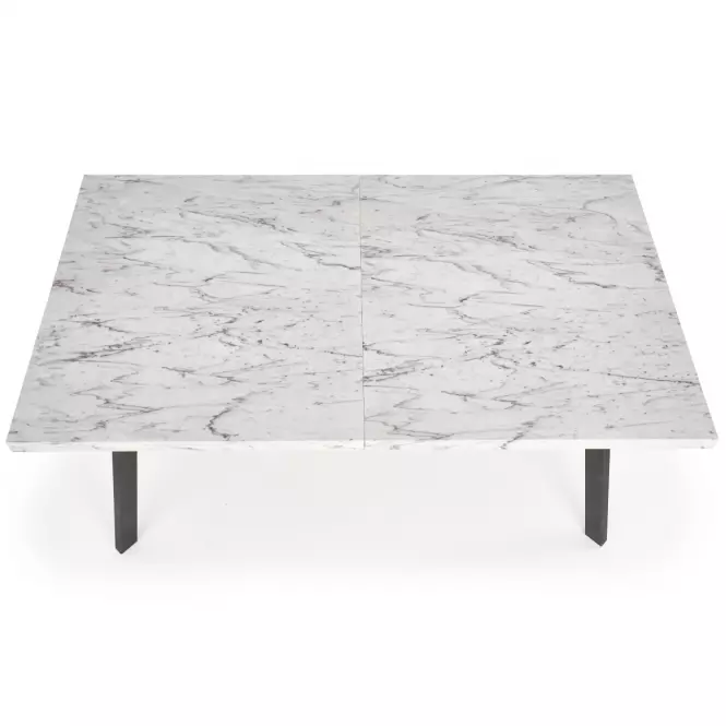 Rozkladací stôl Dallas 160/220x90cm Mdf/Oceľ – Biely Marmur/Čierna