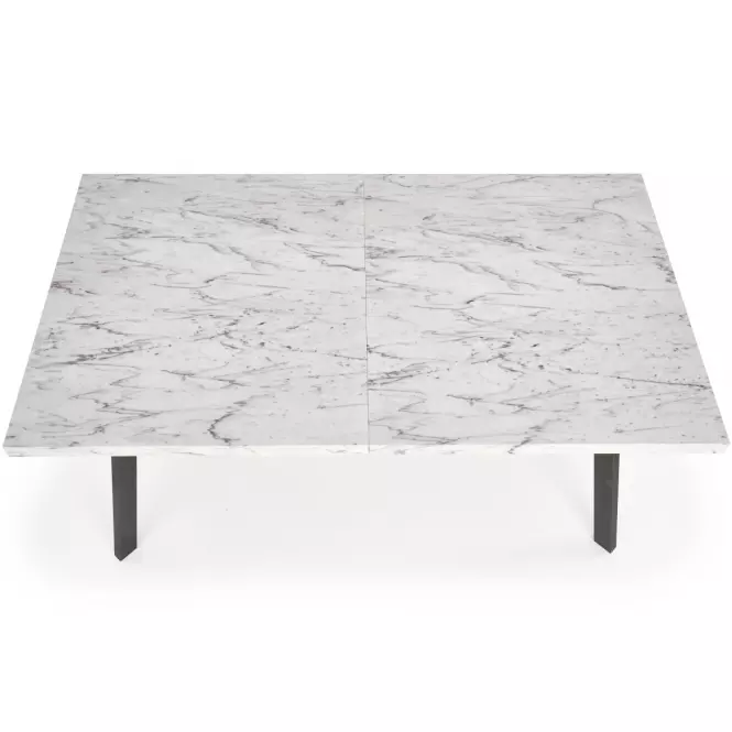 Rozkladací stôl Dallas 160/220x90cm Mdf/Oceľ – Biely Marmur/Čierna