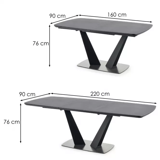 Rozkladací stôl Fangor 160/220x90cm Tmavé Popolavý/Čierna