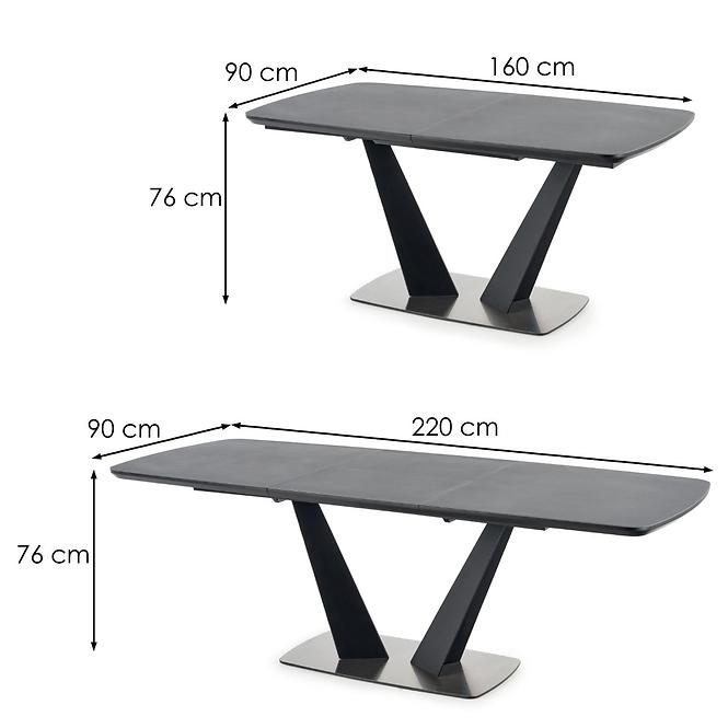 Rozkladací stôl Fangor 160/220x90cm Tmavé Popolavý/Čierna
